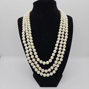JBK three strand faux pearl necklace